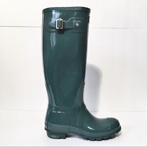Hunter green tall Rain boots